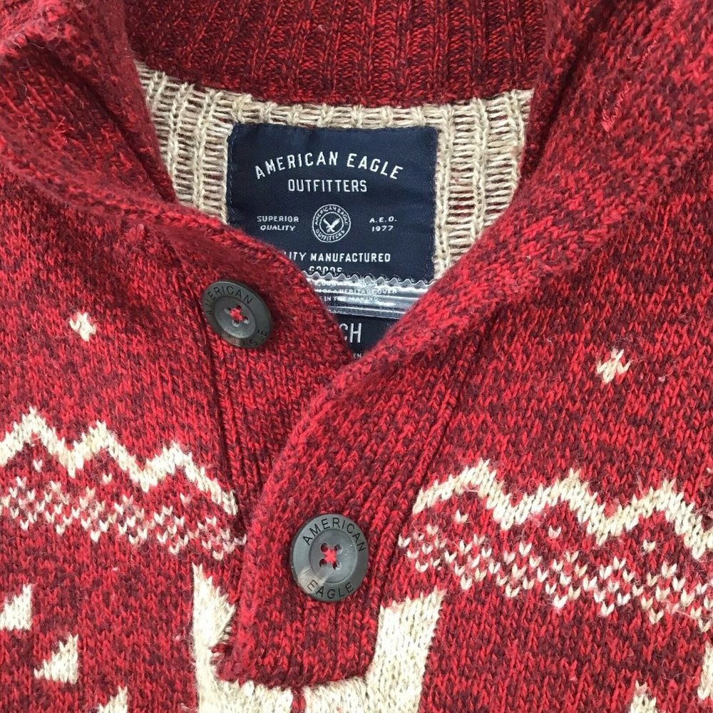 American Eagle Fair Isle Button Sweater Mens Small - Picture 3 of 7